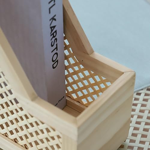SHCMSADO Bamboo Decorative Bookends Wooden Creative Book Ends for Shelves Desktop Newspaper Magazine File Holder for Office/Home/School