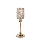 ZENATION-Luxury Crystal Candle Holder – Metal Decorative Candle Stand, Elegant Crystal Beaded Design for Home Décor, Weddings, and Table Centerpieces (Gold, Small) - size: Small