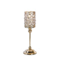 ZENATION-Luxury Crystal Candle Holder – Metal Decorative Candle Stand, Elegant Crystal Beaded Design for Home Décor, Weddings, and Table Centerpieces (Gold, Medium) - size: Medium