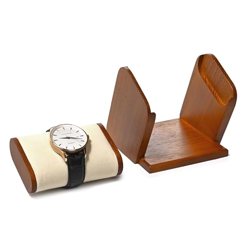 Oirlv Solid Wood Single Watch Display Stand Creamy White Watch Holder for Men and Women - color: Creamy-white
