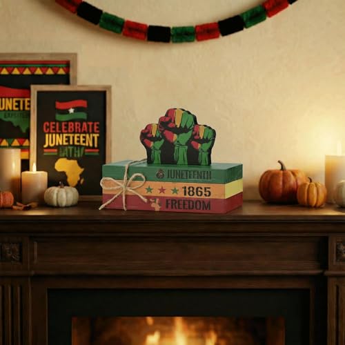Smile Juneteenth Freedom 1865 Wooden Desktop Decor Set - African American Black Pride Table Signs - Home Office Shelf Accents - Black History Month Gifts for Men, Women - style: Juneteenth Truck