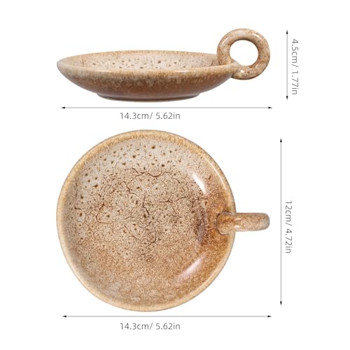 FOMIYES Ceramic Candle Plate Holder, Light Brown Decorative Candle Stand, Round Aroma Tray for Home Decor, Pillar s, Handcrafted Display Plate