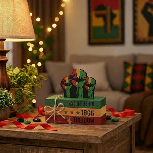 Smile Juneteenth Freedom 1865 Wooden Desktop Decor Set - African American Black Pride Table Signs - Home Office Shelf Accents - Black History Month Gifts for Men, Women - style: Juneteenth Truck