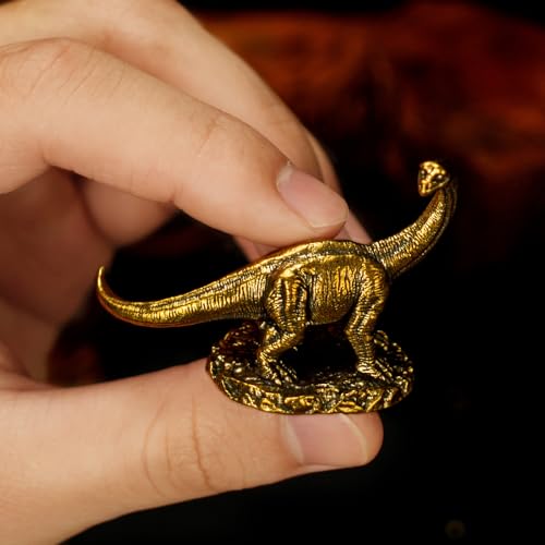 CHOVY Retro Brass Dinosaur Sculpture - Brachiosaurus Figurine in Solid Heavy-Duty Brass, Handcrafted Desk Decor for Office, Study & Unique Gift for Dinosaur and Science Enthusiasts - color: Lianglong