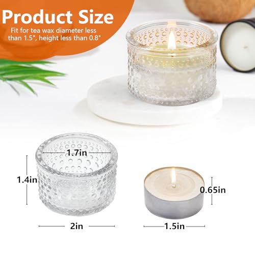 JOYIT Clear Votive Candle Holders Bulk Set of 12, Tealight Candle Holder for Wedding Table Centerpiece, Glass Small Candle Holders for Birthday Party, Valentine's Day, Home Decor (2''X 1.4'') - color: Embossed_clear