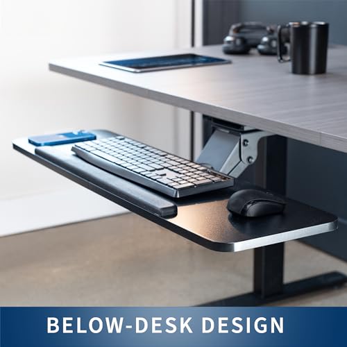 VIVO Adjustable Computer Keyboard and Mouse Platform Tray, 34 x 10 inch Ergonomic Under Table Desk Mount Drawer Underdesk Shelf, Black, MOUNT-KB36B - color: Black, size: 34"