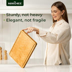 Keechee Atelier Collection Bamboo Cutting Board, Reversible Wood Chopping Boards for Kitchen with Juice Grooves, Handcrafted Large Serving Tray, Luxury Housewarming Wedding Gifts for New Home - size: One Piece L