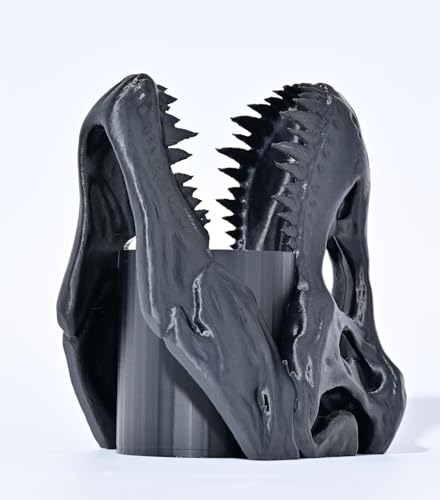 Dinosaur Pen Holder, Dinosaur Skull Figurine Pencil Holder for Office Desk Decor, Funny Easter Gifts for Men Boys Room Decor, Cool Black T-Rex Desktop Organizer - color: Black, size: Dinosaur Head