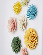 SEINHIJO Ceramic Flower Wall Decor 3D Wall Art Sculpture Modern Art Gift for Bedroom Living Room Home Office Yellow 6.7 Inch
