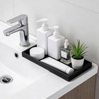 Bathroom Tray, 7.87" Small Silicone Bathroom Vanity Tray Holders Organizers Black Silicone Trays for Bathrooms Counter, Kitchen Soap Trays, Accessories Countertop