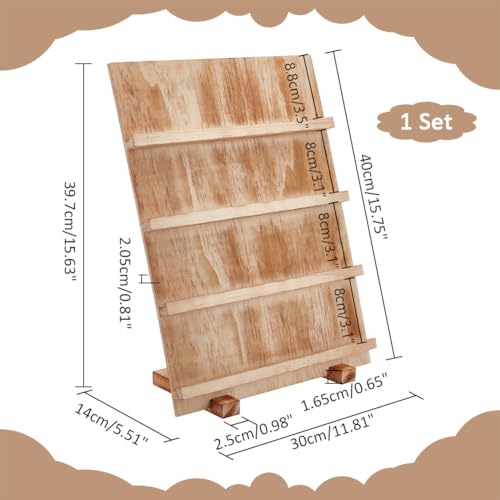 PH PandaHall 4 Tier Wooden Jewelry Display Stand, Earring Display Stands Rack Removable Showcase Rack, Retail Jewelry Display Card Holder for Selling Craft Jewelry Showing - color: BurlyWood-4 Tier