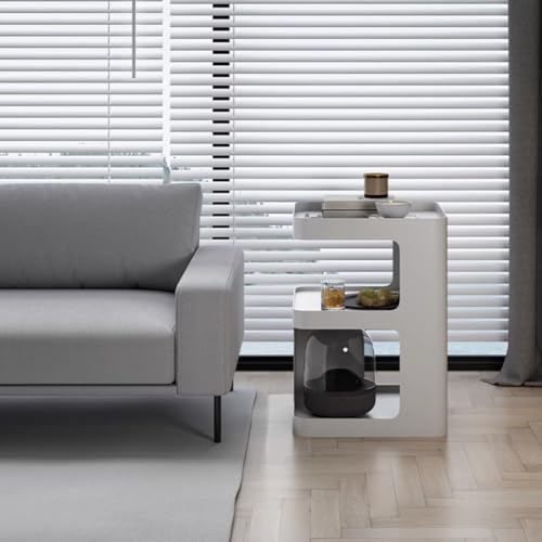 Side Table,Modern end Table,Metal nightstand,Bedside Table,3-Tier Accent Table with Storage for Bedroom,Living Room,Small Space,Couch.No Assembly Required - color: White