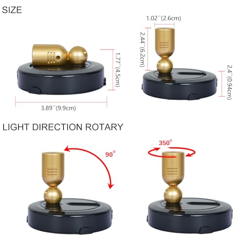 HAMVIDNE LED Spotlight, Battery Powered Spot Lights with Remote, Tree Up Lights Indoor, Dimmable Plants Spotlights, Picture Light for Wall Art Display Dartboard Painting Artwork Accent-2Pack - color: Black-Gold
