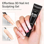 Makartt 3D Nail Sculpting Gel: Clear No Wipe Formula for Embossed Nail Art, Chrome Powder & Rhinestones, Thick UV LED Cured Glue for DIY and Salon, 15ml - color: A01-Clear