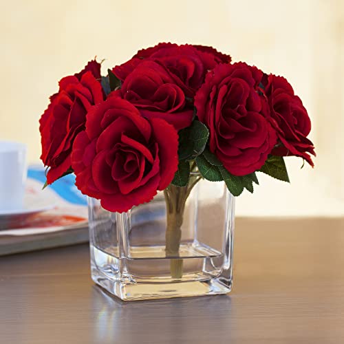 EnovaFloral Cube Glass Vase, 5x5 Inch Square Glass Vase - Floating Candle Holder for Wedding Centerpieces and Home Office Decor - size: 5x5x5
