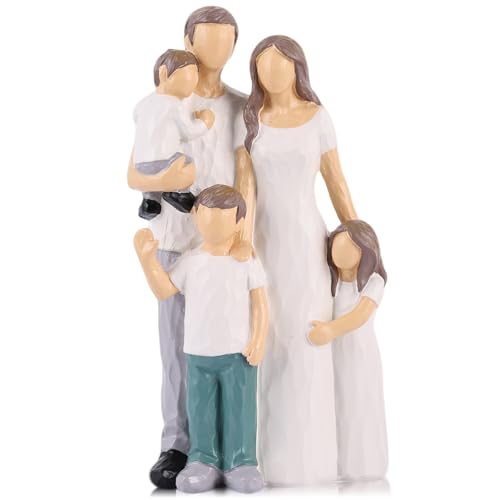 XMGZQ Family Figurines Father Mother Daughter Son Figurine,Sentimental Gifts for Family,Mom and Baby Child Statue Hand-Painted Sculpted,Birthday for Wife from Husband (White)