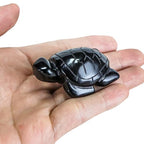 Artistone 2" Gemstone Sea Turtle Figurine, Hand Carved Natural Crystal Healing Animal Hawksbill Sculpture Paperweight Home Office Decor (Black Obsidian) - color: Black Obsidian