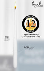 Hyoola 12 Pack Tall Taper Candles - 14 Inch White Dripless, Unscented Dinner Candle - Paraffin Wax with Cotton Wicks - 12 Hour Burn Time - size: 14 inch