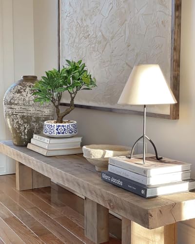 Artificial Bonsai Tree, Small Bay Laurel Bonsais Tree 13" Indoor Bonsai Trees Fake Potted Plant Decorative Fake Desk Plant Decor with Blue & White Ceramic Pot for Home Office Living Room Table Shelf - style: Modern