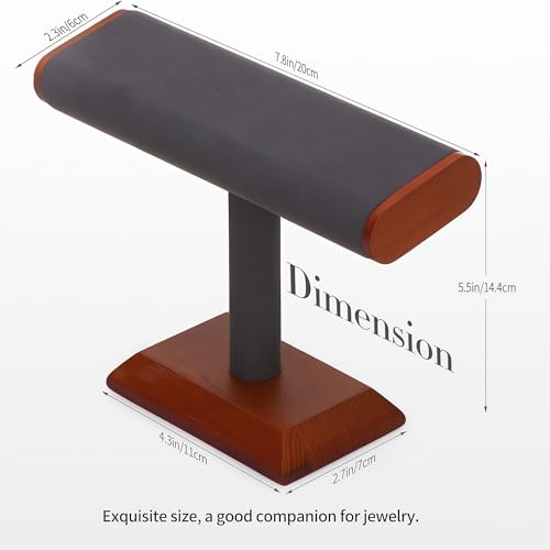Solid Wood T-bar Watch Display Stand Bracelet Holder Jewelry Tower Organizer Space Saving for Personal Use Vendors Exhibit Trade Shows Retail Stores (Gray) - color: Gray-2