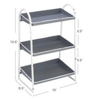 Creative Co-Op Heavily Distressed 3-Tier Metal Tray with White Frame & Rim, Grey - color: Grey