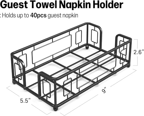 Guest Towel Holder Tray for Bathroom – Black Napkin Holder for Disposable Paper Hand Towels, Vanity Countertop Hand Towel Organizer, Modern Bathroom Accessory for Guest Napkins - color: H - Black Guest Towel Holder Tray, size: Guest Towel Holder