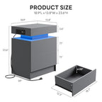LIKIMIO Night Stand with Charging Station, Modern Grey Nightstand with LED Light and Drawers, Bedside Tables/End Table for Bedroom - color: Grey