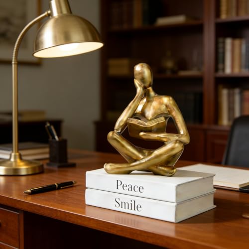 Bookshelf Decor, Coffee Table Decor, Library Decor Sculptures - Abstract Thinker Statue, Resin Modern Art Sculptures for Living Room, Office Desk, Home Decor (Gold(A)) - color: Gold(a)