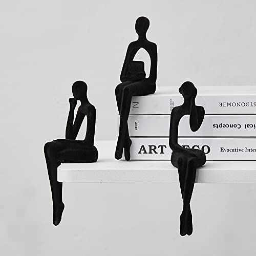 XINXUAN Statue Home Decor - Modern Bookshelf & Desk Decor - 3 Piece Set (Flocking - Black) - color: Flocking - Black