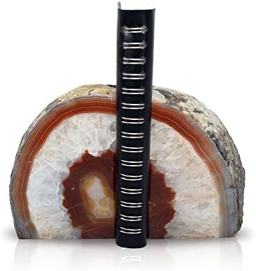 Nature's Decorations Agate Bookends - A Quality Brown Geode with Non-Skid Rubber Bumpers for Shelves, Office, Home Decor - Heavy Duty Cool Crystal Stone (3-4 LB) - color: Brown, size: A Grade 3 - 4 Lbs