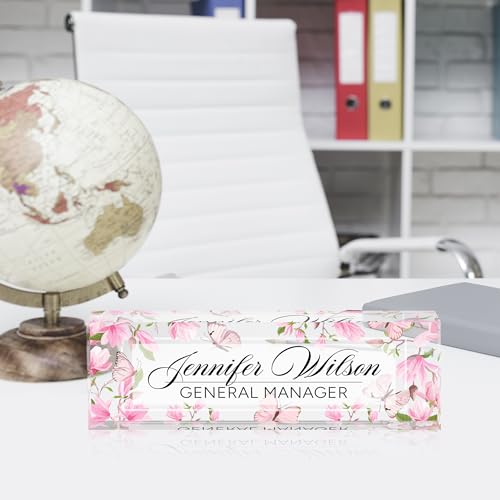 Desk Name Plate Personalized, Personalized Name Plate for Desk, Custom Office Desk Decor The Office Gifts for Women Men, Acrylic Desk Accessories Employee Appreciation Gifts for Boss, Manager, Teacher - color: Butterfly 1