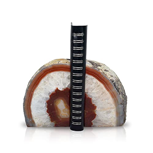 Nature's Decorations Brown Agate Bookends – A+ Grade Geode Heavy Duty Decorative Stone Crystal Book Ends for Shelves & Bookcases, Natural Polished Bookshelf Decor, 1 Pair 6-8Lbs - color: Brown, size: A+ Grade 6 - 8 Lbs