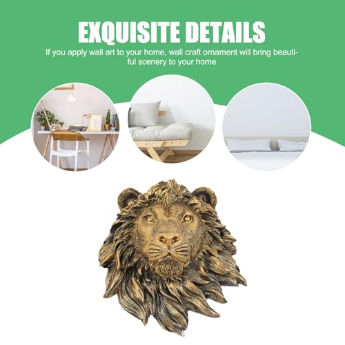 Veemoon Lightweight Lion Head Wall Decor Lion Head Wall Mount Sculpture Resin Hanging Animal Stuate Bronze Animal Plaque Home Ornament Fake Beast Decorations for Farmhouse Plaque(20 * 23 * 9.5cm)