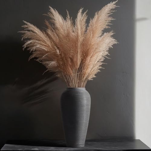 Rustic Farmhouse Flower Vase - 13.4 Inchs Large Black Ceramic Vase, Pampas Grass Vase, Modern Farmhouse Decor Vase for Home Decor, Dining Table, Entryway, Centerpiece, Living Room, Shelf Decorative - size: Large
