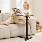 Sweetcrispy Overbed Bedside Table with Wheels, Adjustable Hospital & Home Use Bed Table, Rolling Laptop Table, Mobile Standing Desk, Rust - color: Rust