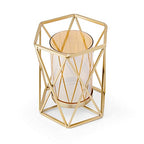 Elements 6.89x5.91x8.07 Inch Metal Gold Wire Hexagonal Candle Holder, Amber Glass Cylinder, for Use with Pillar Holder, Modern, Contemporary