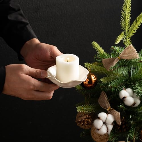 Candle Holders for Pillar Candles, Tealight Candle Holder, Candle Stand, Ceramic Candle Plate Tray, Candle Holder Decor for Dinning, Party, Wedding, Birthday, Anniversary Decorations, 1pack (White) - color: White