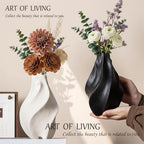 White Ceramic Vase, Waterdrop Spiral Creative Vases, Nordic Modern Boho ins Style, Classic Art Aesthetic Flower Vase for Home Decor (White W 5.12" X H 8.66")