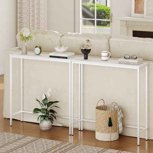 HOOBRO Narrow Console Table, 29.5" Small Entryway Table, Thin Sofa Table, Side Table, Display Table, for Hallway, Bedroom, Living Room, Foyer, White WW75XG01 - color: White