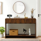 ORRD Console Table with Drawers, Mid-Century 43 Inches Narrow Entryway Tables with Open Storage Shelves, Hallway Accent Tables Behind Couch Table for Living Room - Walnut - color: Walnut