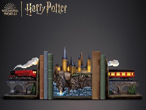 The Bradford Exchange Harry Potter The Journey to Hogworts Bookend Collection Issue #1: Hogworts Steam Locomotive Illuminated Sculptural and Meticulously Hand-Crafted 5-inches