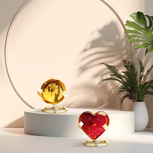 Shimeyao 4 Pcs Metal Crystal Heart Stone Stand Crystal Ball Holder Rock Display Stand Mineral Specimen Display Easel Holder for Gemstones Fossils Agate Slabs Plates(Gold,2 x 2.36 x 2.56 Inch) - color: Gold, size: 2 x 2.36 x 2.56 Inch