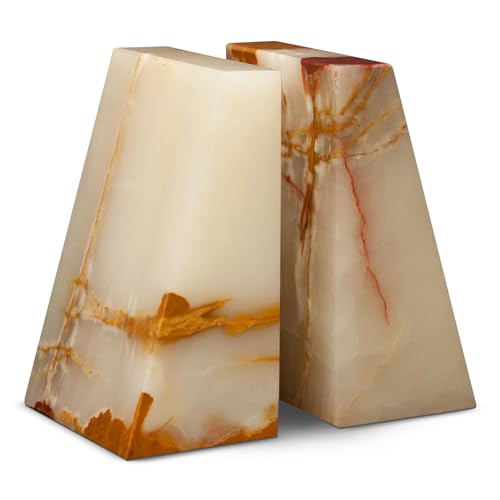 Modern Wedge Marble Bookends (Light Green Onyx) - color: Light Green Onyx
