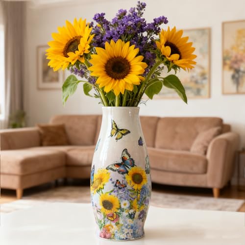 LED 3D Puzzle Vase, Unique Flower Vase Butterfly Floral, 152 Pieces 3D Puzzles Crafts for Adults DIY Unique Gifts Housewarming Christmas - color: Butterfly Blooms