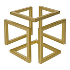 DreamsEden Geometric Cube Sculpture Gold Block Modern Statues Metal Art Decorative Desktop Ornaments