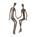 Danya B. Sitting Couple Holding Hands Contemporary Sand-Casted Bronze Sculpture, Home and Office Decor Gift for Spouse and Partner, Birthday, Wedding, Anniversary, Valentine's Day or Romantic Gesture