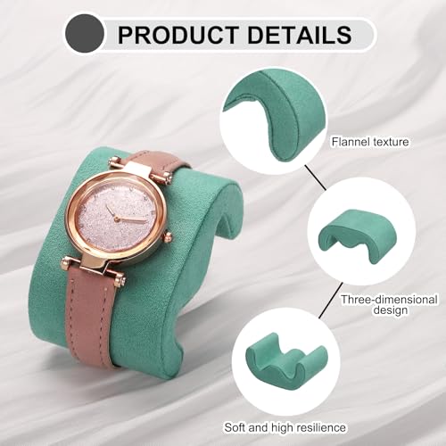 uxcell 2pcs Watch Case Pillows, M Shaped Watch Display Pillow Velvet Watch Cushion Replacement for Watch Bracelet Display Storage Light Green - color: Light Green