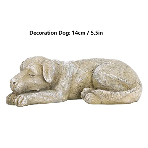 Hapivida Dog Garden Statue, 5.5in Mini Puppy Garden Memorial Stone Sleeping Dog Statue Decor Outdoor Resin Realistics Sculptures Gift Brown - size: Brown Dog