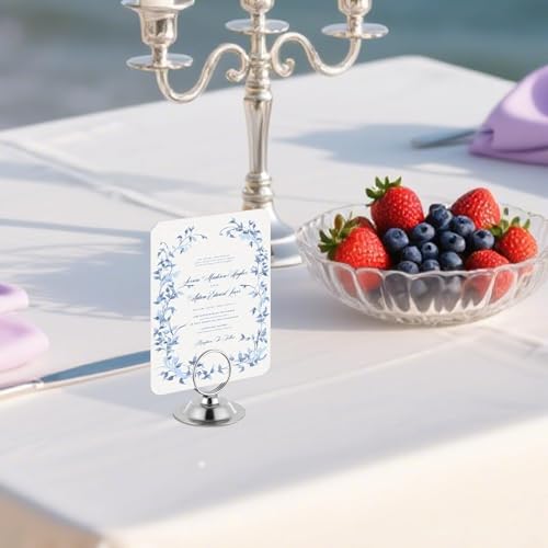 Urban Deco 16 PK Table Card Holder Place Card Holders Steel Card Holders for Photos, Food Signs, Memo Notes, Weddings, Restaurants, Birthday (Silver) - color: Silver