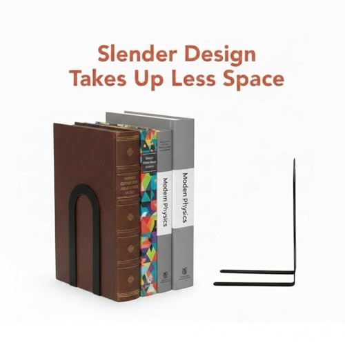 Chunful 6 Pcs Modern Metal Book Ends for Shelves Decorative Small Bookends Book Shelf Organizer Minimalist Design Stopper to Hold Books for Office - color: Black, size: Round